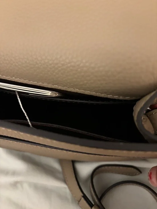 Small Taupe Leather Saddle Crossbody Bag - Picture 2 of 6